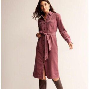 Boden Women's Pink Eloise Cord Midi Shirt Dress
